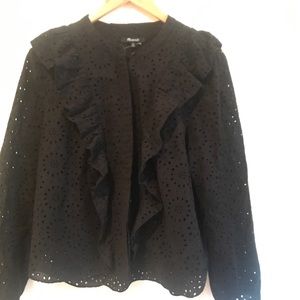 New Madewell ruffle button up top!
